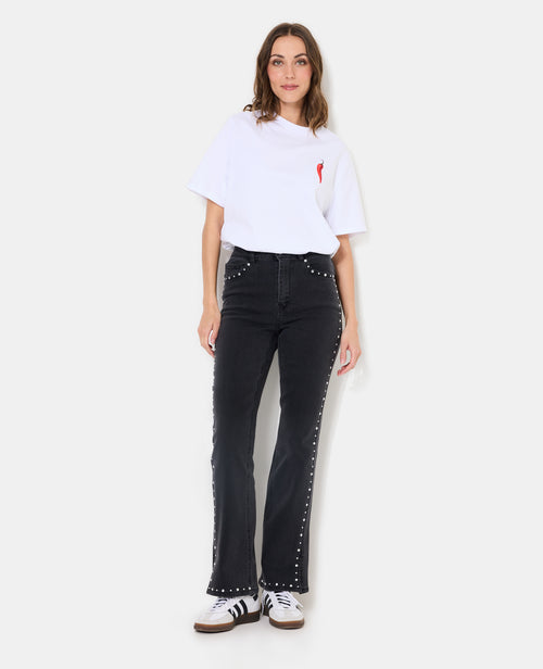 Jean droit taille haute avec clous - PIMKIE - 5