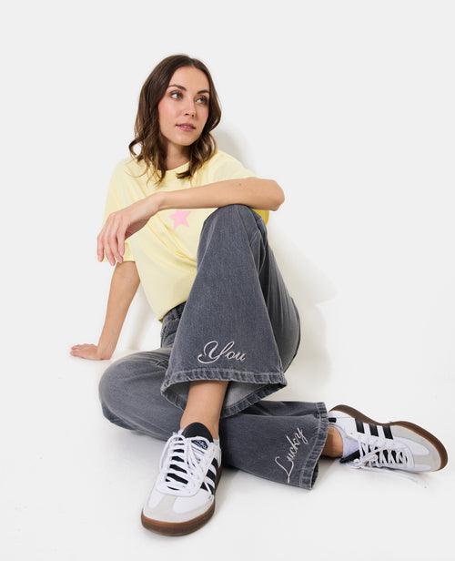 Jean flare taille haute avec broderies - PIMKIE - 3