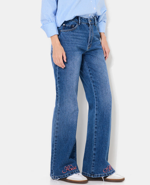 Jean flare taille haute avec broderies - PIMKIE - 2