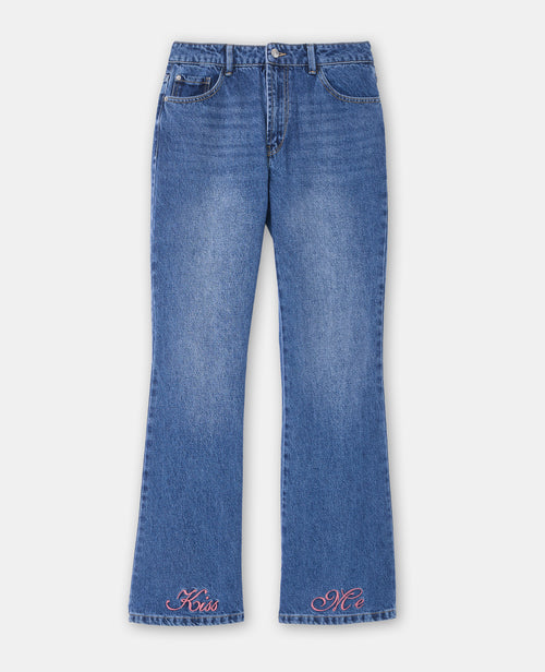 Jean flare taille haute avec broderies - PIMKIE - 4