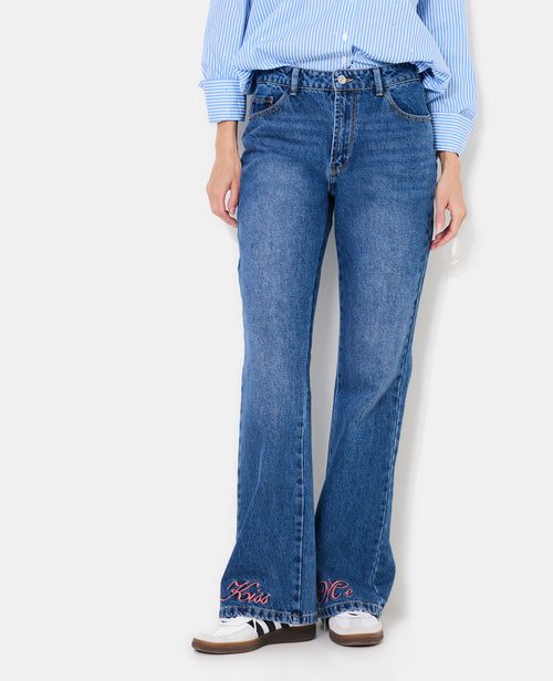 Jean flare taille haute avec broderies - PIMKIE - 5