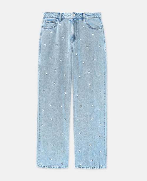 Jean wide taille medium avec étoiles brodées - PIMKIE - 4