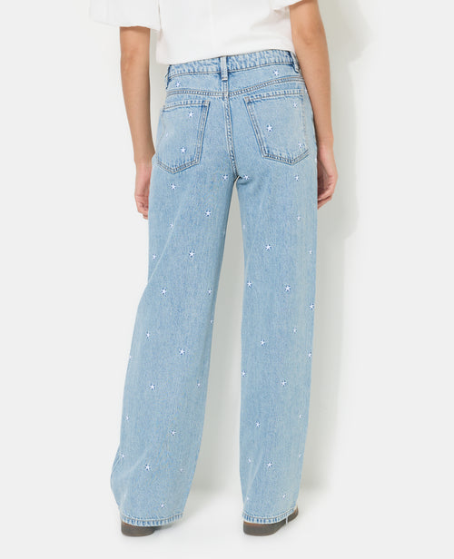 Jean wide taille medium avec étoiles brodées - PIMKIE - 6