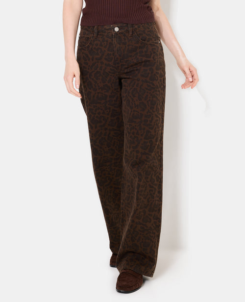 Jean wide taille medium motif léopard - PIMKIE - 5