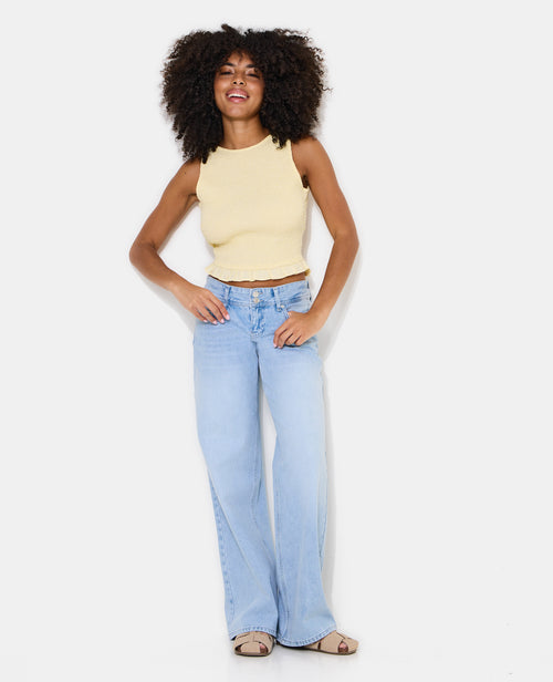 Jean wide taille basse avec double boutonnage - PIMKIE - 1