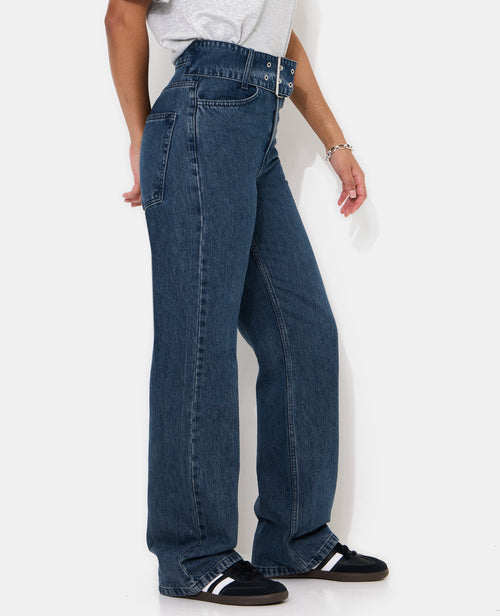 Jean straight taille haute avec ceinture - PIMKIE - 2