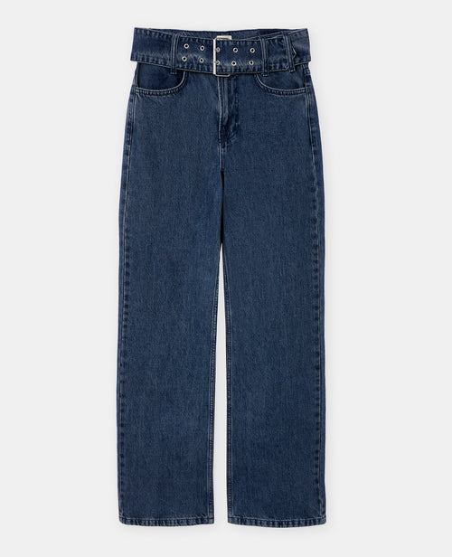 Jean straight taille haute avec ceinture - PIMKIE - 4