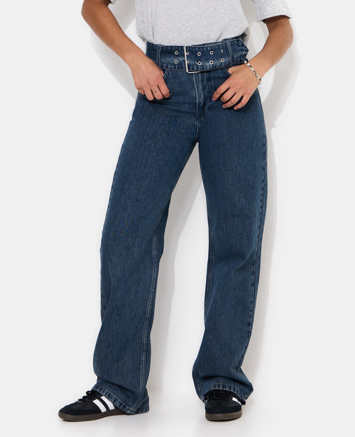 Jean straight taille haute avec ceinture - PIMKIE - 5