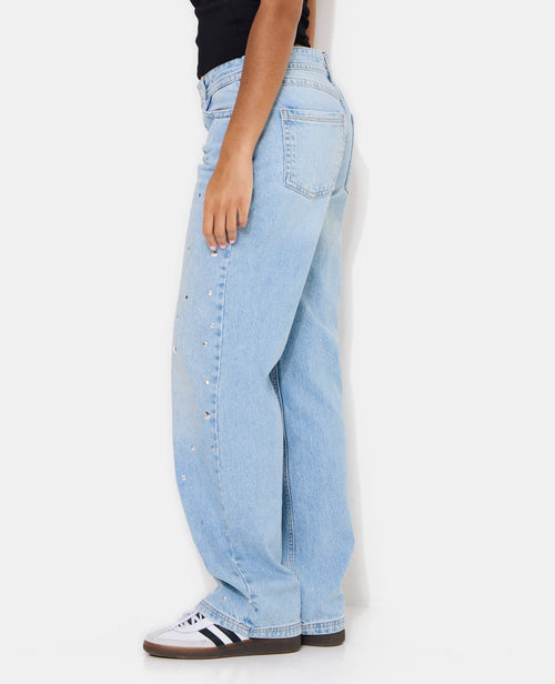 Jean wide taille basse avec clous et œillets - PIMKIE - 2