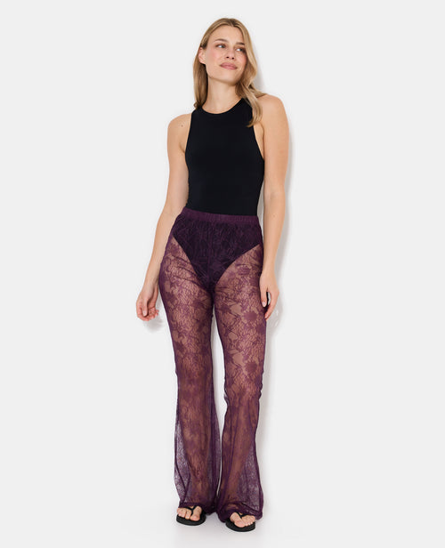 Pantalon flare en dentelle taille élastiquée - PIMKIE - 1