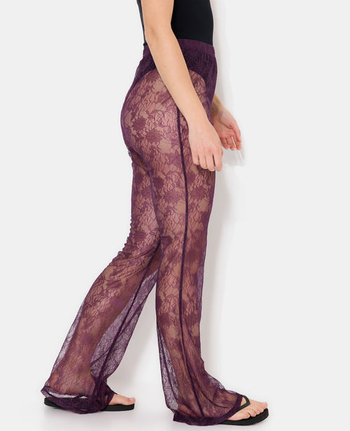 Pantalon flare en dentelle taille élastiquée - PIMKIE - 2