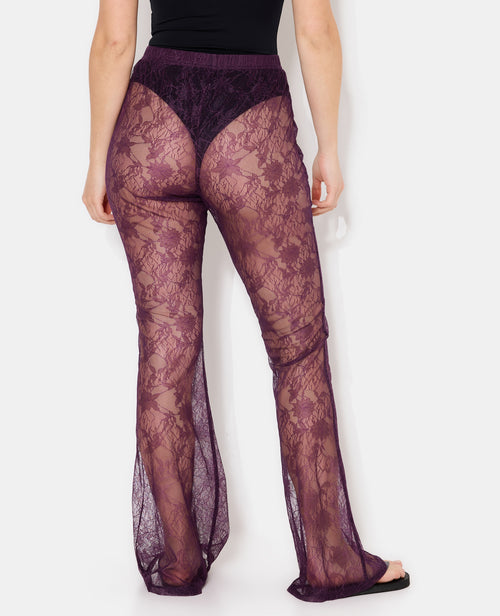 Pantalon flare en dentelle taille élastiquée - PIMKIE - 6