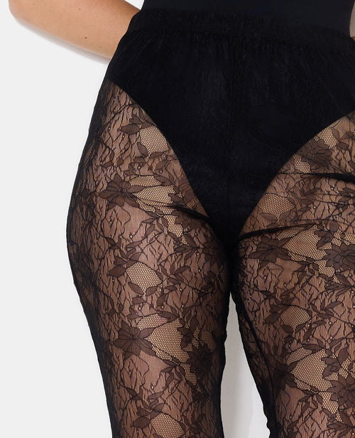 Pantalon flare en dentelle taille élastiquée - PIMKIE - 2