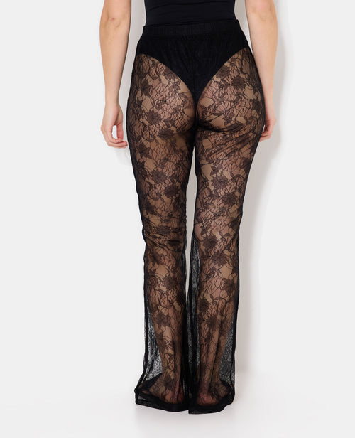 Pantalon flare en dentelle taille élastiquée - PIMKIE - 5