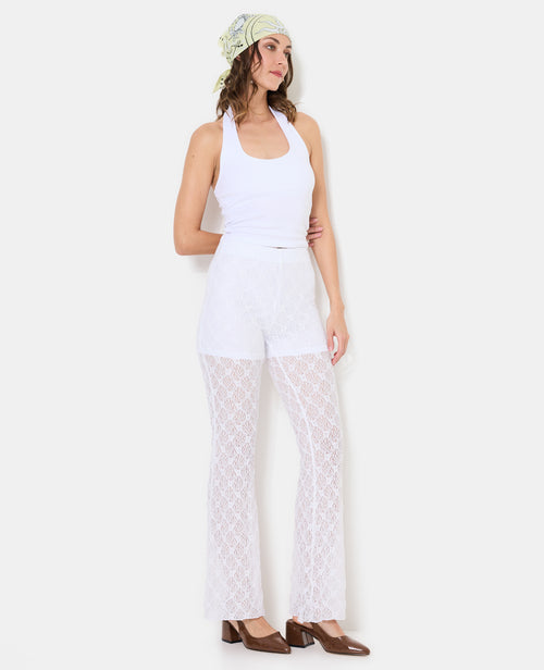 Pantalon flare en dentelle - PIMKIE - 7