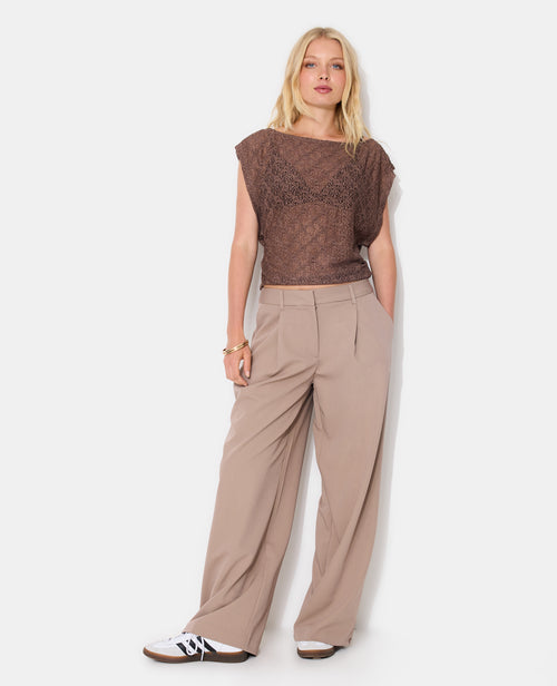 Pantalon large et droit avec pinces - PIMKIE - 1
