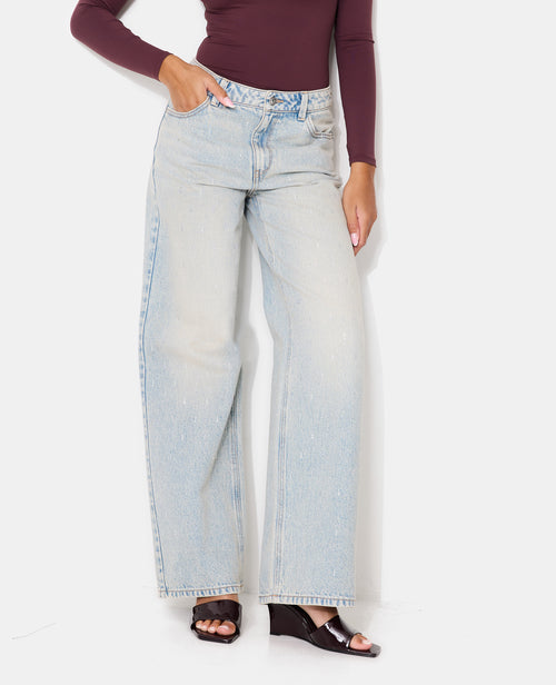 Jean wide taille haute avec strass - PIMKIE - 5
