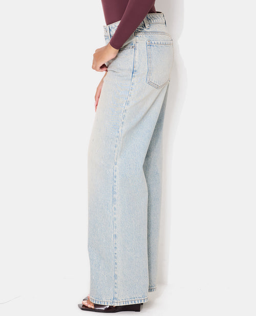 Jean wide taille haute avec strass - PIMKIE - 8