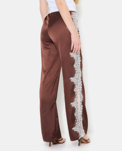 Pantalon droit satin et dentelle esprit lingerie - PIMKIE - 6