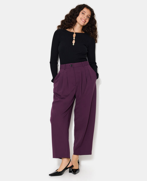Pantalon barrel taille haute avec pinces - PIMKIE - 1