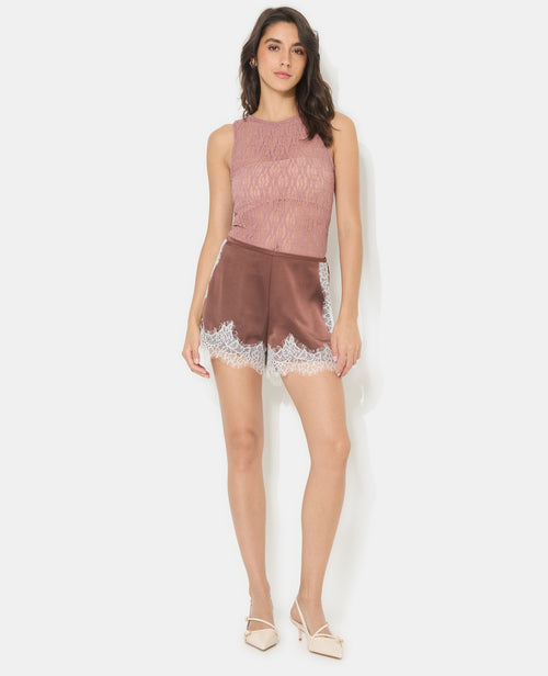 Short en satin avec dentelle - PIMKIE - 1