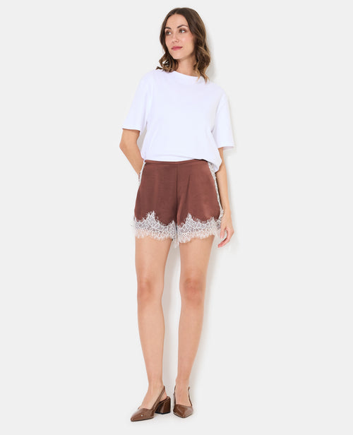 Short en satin avec dentelle - PIMKIE - 1