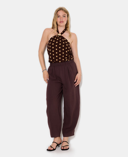Pantalon barrel en tissu effet lin - PIMKIE - 1