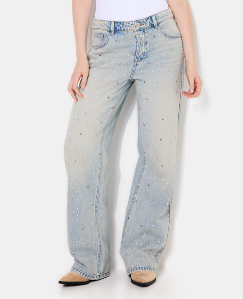 Jean wide taille basse avec strass - PIMKIE - 5