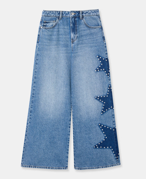 Jean extra-wide taille haute avec étoiles clous - PIMKIE - 4