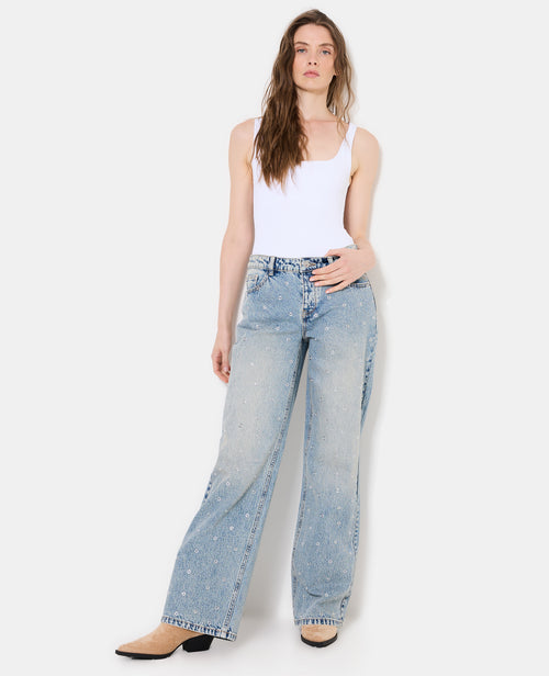 Jean wide taille medium avec œillets - PIMKIE - 1