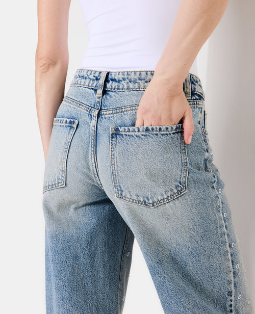 Jean wide taille medium avec œillets - PIMKIE - 3