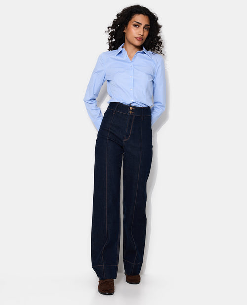 Jean droit taille haute avec jeux de couture - PIMKIE - 1