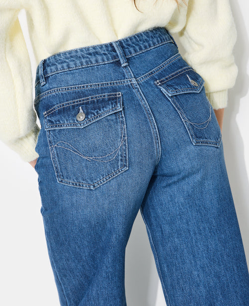 Jean wide taille basse poches boutonnées - PIMKIE - 3