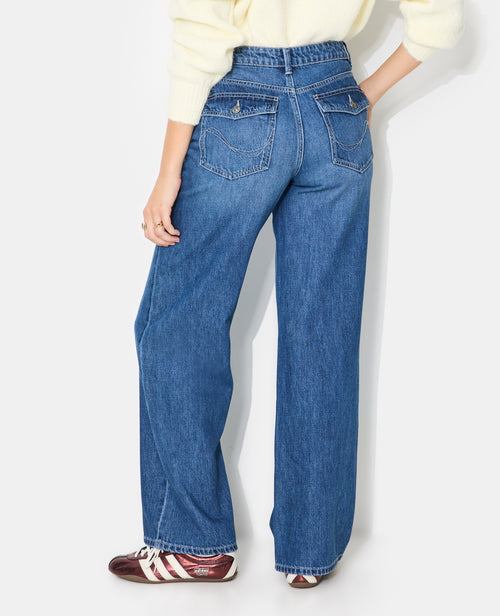 Jean wide taille basse poches boutonnées - PIMKIE - 6