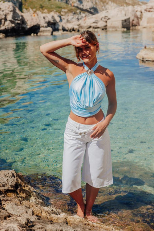 Bermuda ample en jean taille décalée et basse - PIMKIE - 1