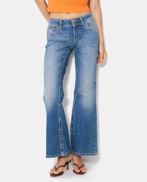Jean flare taille basse avec 2 boutons - PIMKIE - 5
