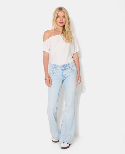 Jean flare taille basse avec 2 boutons - PIMKIE - 1