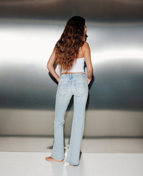 Jean flare taille basse avec 2 boutons - PIMKIE - 2