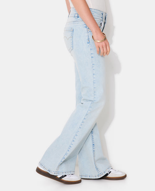 Jean flare taille basse avec 2 boutons - PIMKIE - 2
