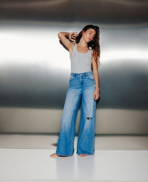 Jean destroy extra wide taille haute - PIMKIE - 1