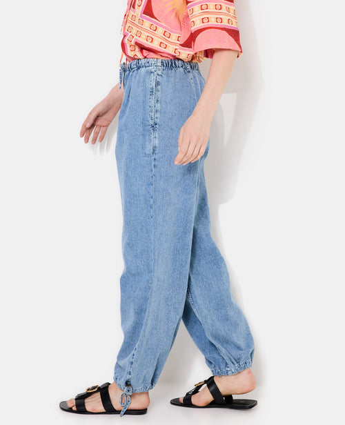 Jean large avec ceinture et bas de jambe élastiqués - PIMKIE - 2