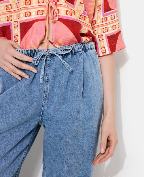 Jean large avec ceinture et bas de jambe élastiqués - PIMKIE - 3