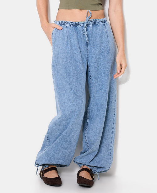 Jean large avec ceinture et bas de jambe élastiqués - PIMKIE - 5