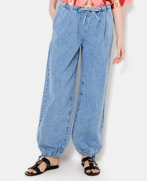 Jean large avec ceinture et bas de jambe élastiqués - PIMKIE - 5