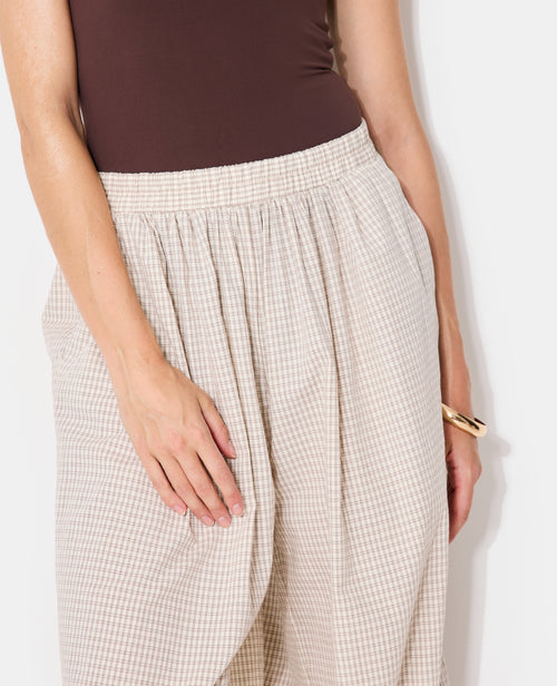 Pantalon bouffant taille élastiquée motif carreaux - PIMKIE - 3