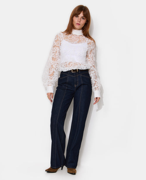 Jean wide taille haute avec ceinture - PIMKIE - 1
