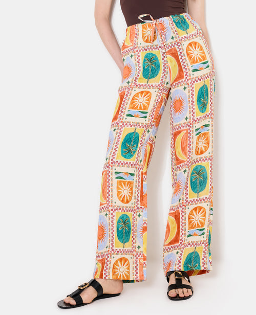 Pantalon ample motif soleils et lunes - PIMKIE - 5