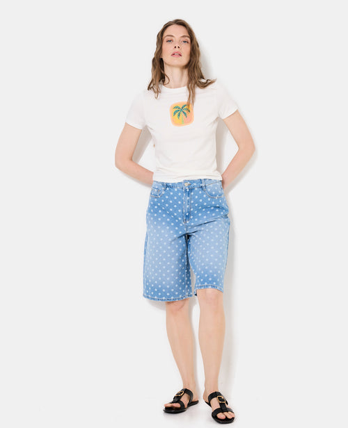 Bermuda en jean motif pois - PIMKIE - 1