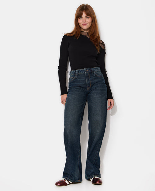 Jean wide taille medium avec ailes strass sur poches - PIMKIE - 7