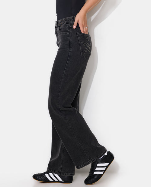 Jean straight avec étoiles zébrées en strass - PIMKIE - 2